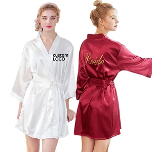 Custom Designer Robes Women Luxury Sexy Satin Bride Robe Silk Nightgown Allure Bridesmaids Robe With Embroidery