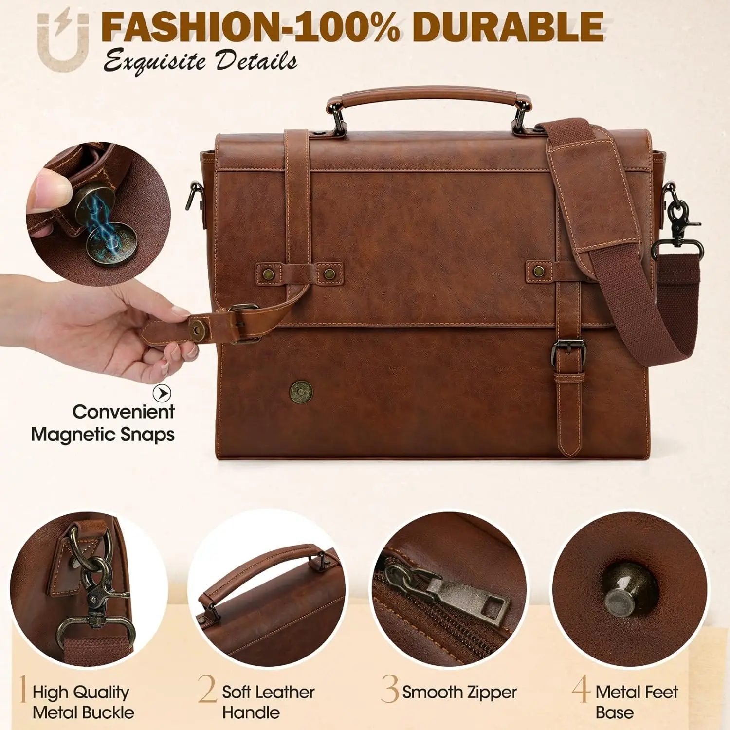 product messenger bag 15 16 17 inch waterproof vintage leather laptop briefcase large satchel bags with shoulder straps business style738-31