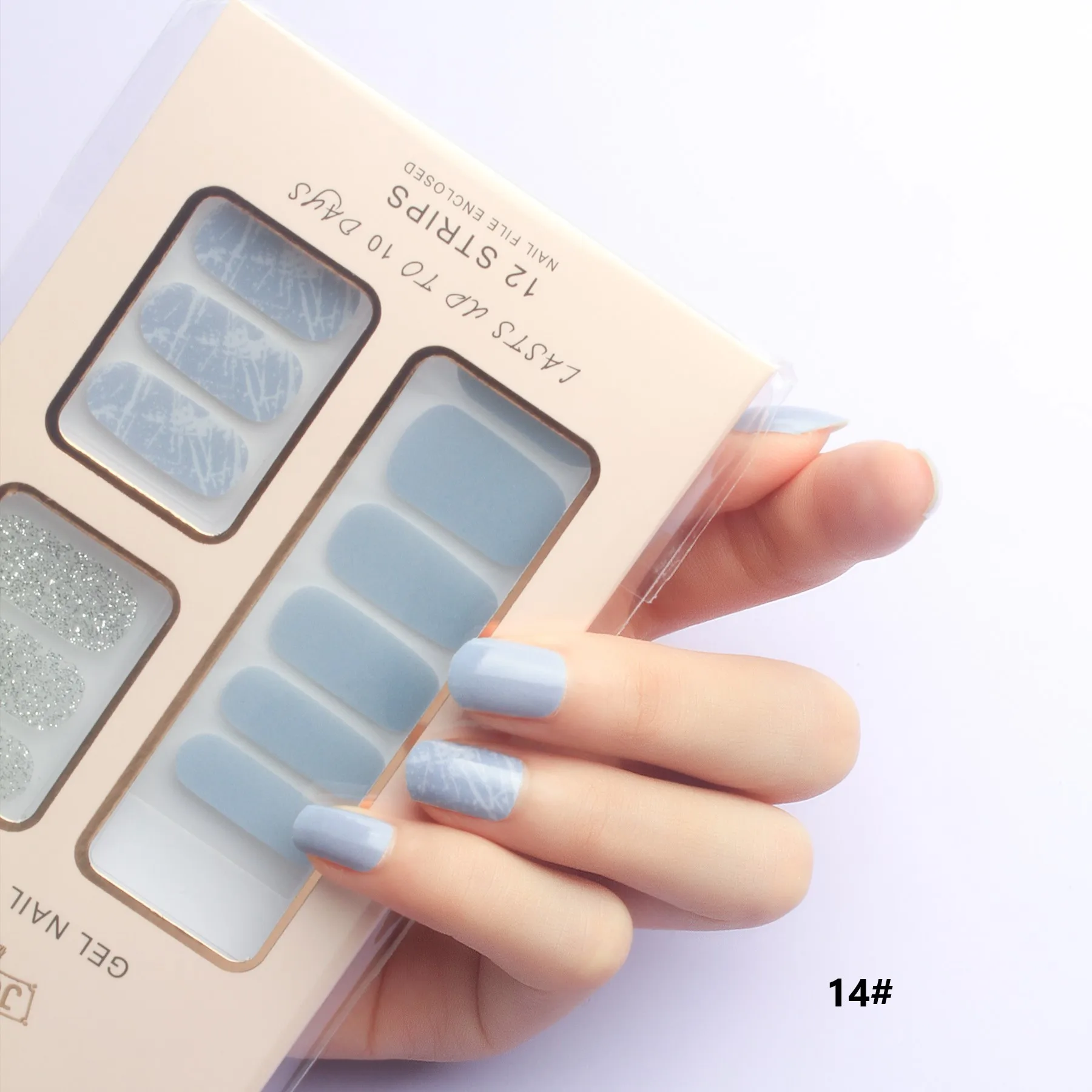 Fashion Popular Wholesale Korea Style Design 3d Custom Semi Cured Gel Nail Sticker