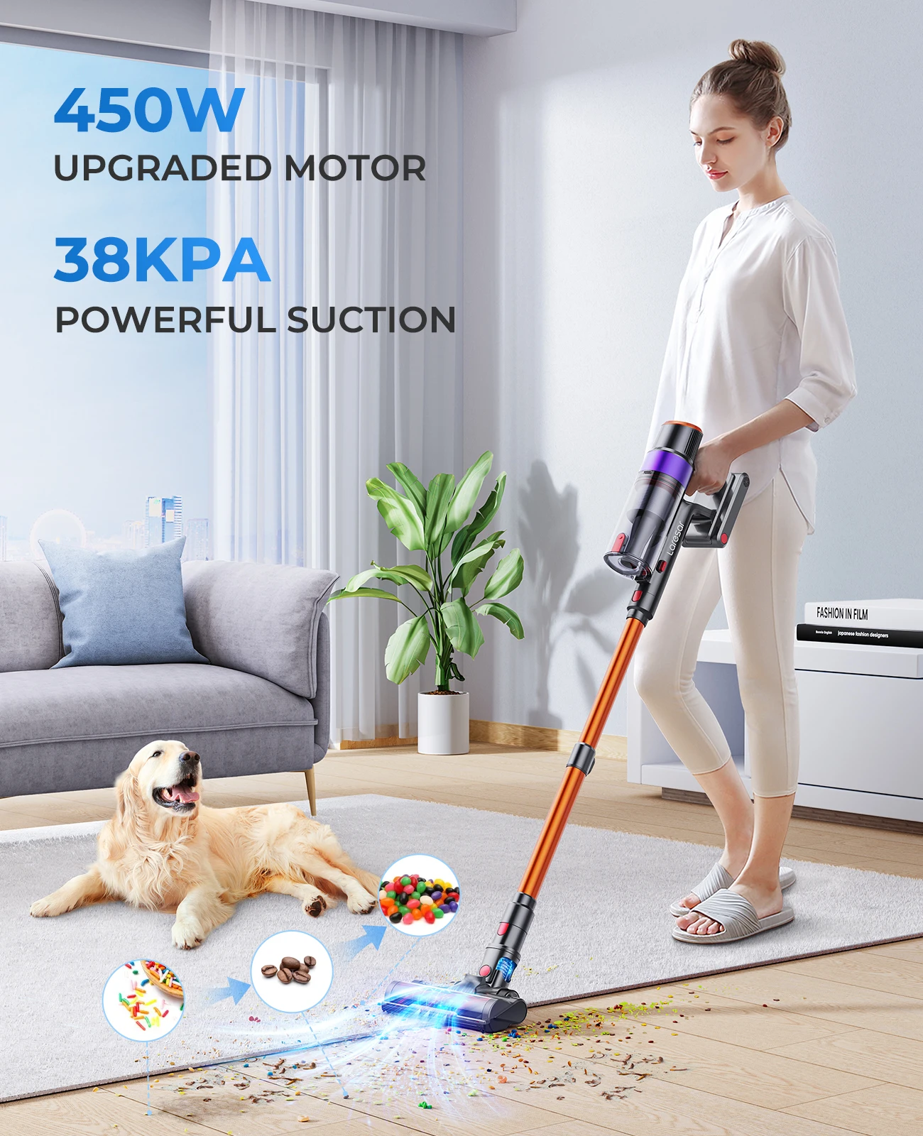 Elite8 Laresar Cordless Vacuum Cleaner Rechargeable Home Wireless Stick Vacuum Cleaner