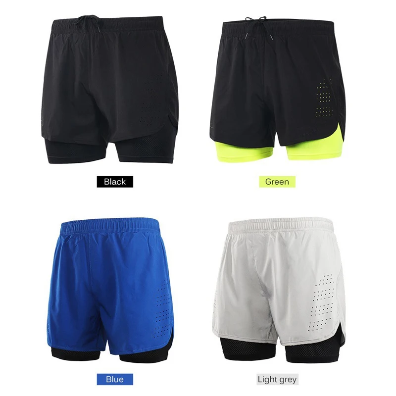 Men's 2 In 1 Workout Running Shorts 5" Quick Dry Training Yoga Gym