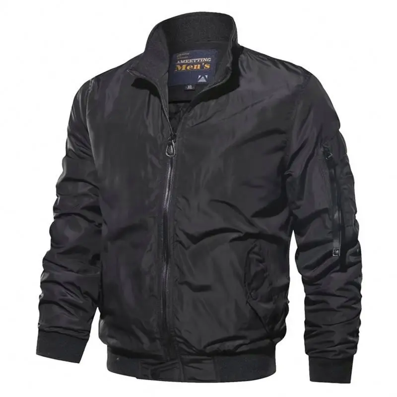 New Fashion Men Autumn Winter Lapel Stand Collar Solid Zipper Outdoor Plus Size Thicken Casual Tops Coat Flying Jacket_voghion.com