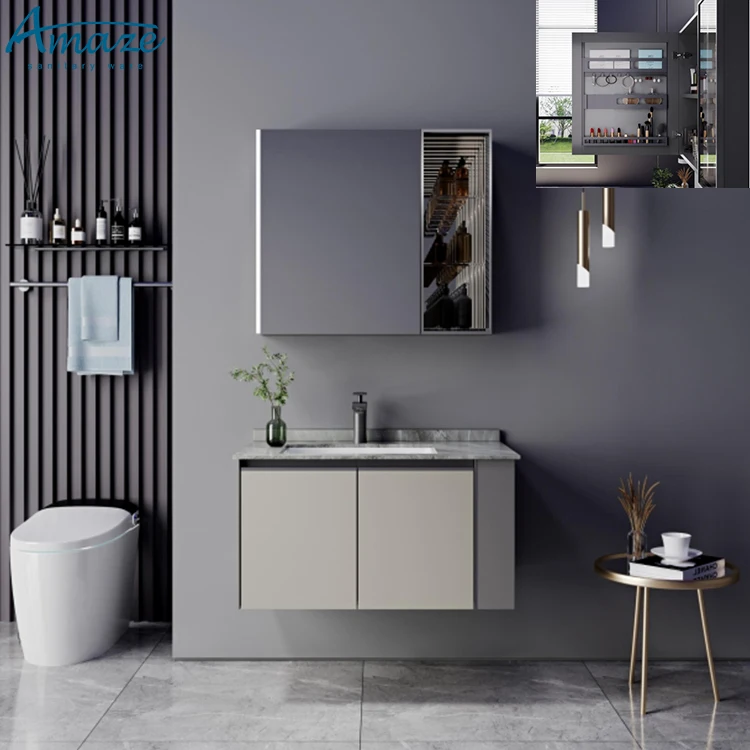 Wholesale customized modern hotel mirror wall mounted bathroom cabinet mirror vanity sink details