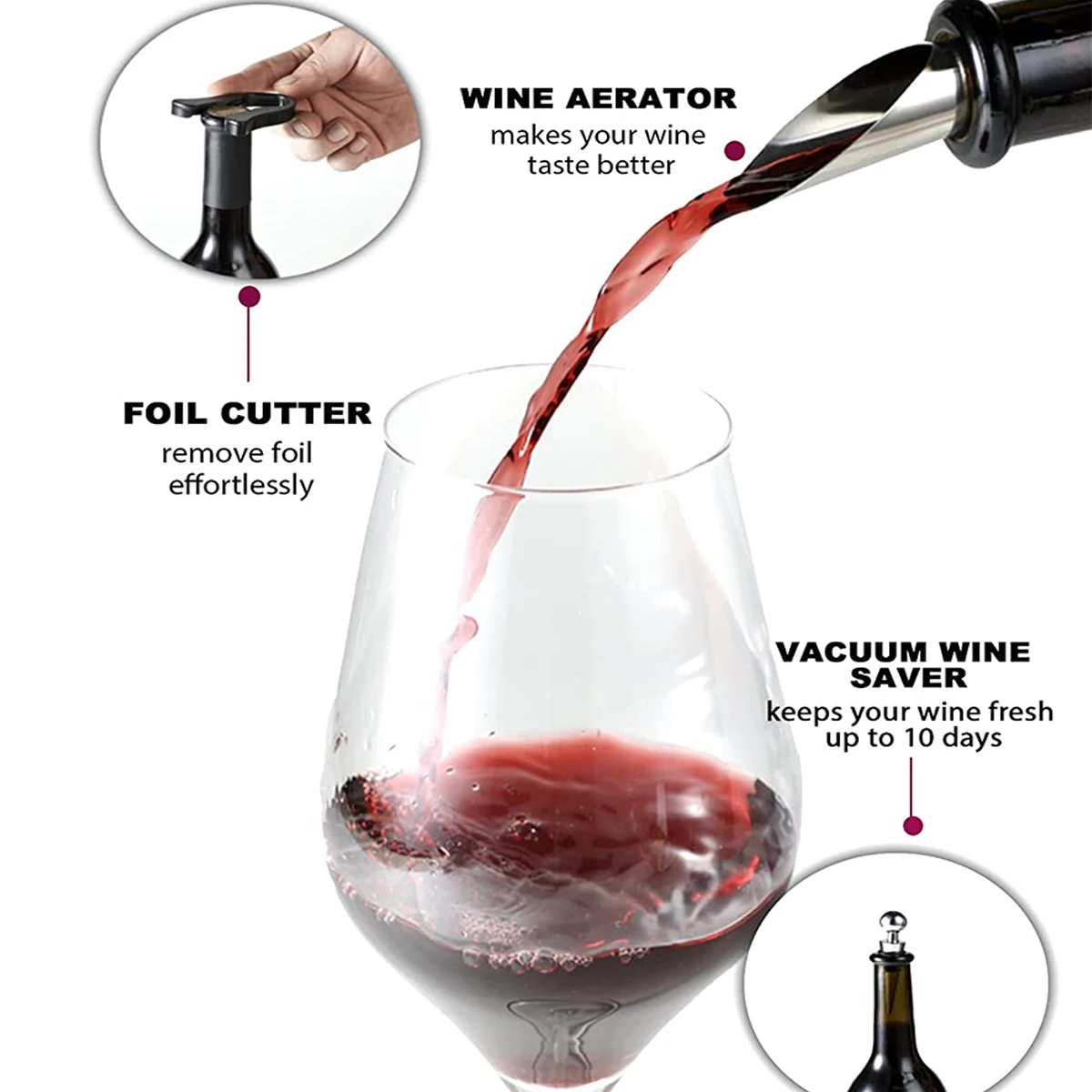 Wholesale 4pcs Bar Tools Wine Bottle Corkscrew Opener In Pourer Wooden