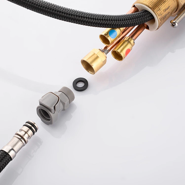 New Design Bathroom Sinks Pull Out Brass Black Basin Faucet