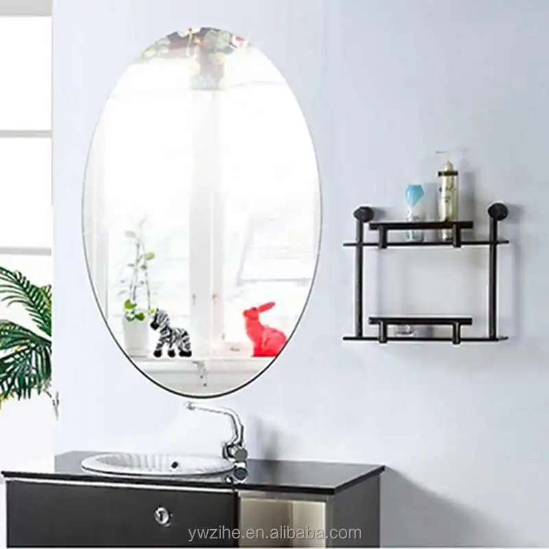 Acrylic Mirror Wall Stickers Square Oval Self Adhesive Mirror