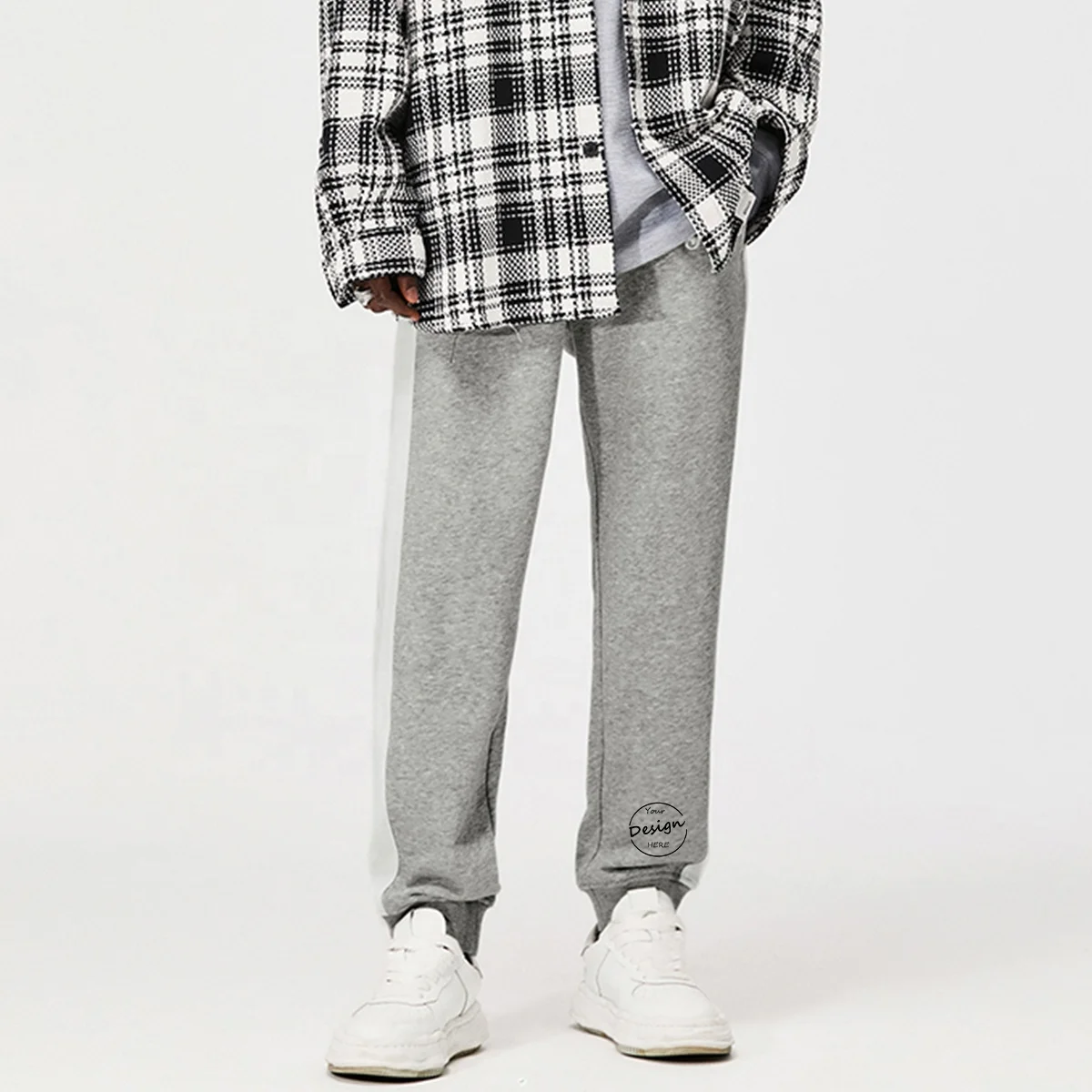 JL0901A Wholesale High Quality Fabrics Straight Men Joggers Casual Sweat Pants Puff Printing Sweatpants Thick Fleece Men