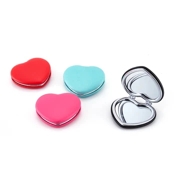 Young And Colorful Heart Folding Compact Mirror Pocket Custom Logo Portable Travel Makeup Mirror