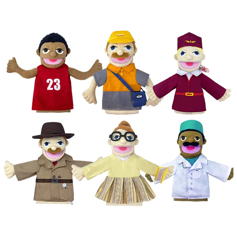 Custom Soft Fireman Police Character Hand Socks Puppet Plush Baby Education Hand Puppets Toys for Kids