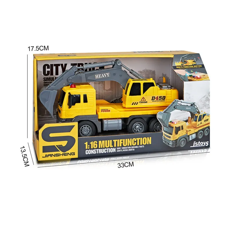 Joellfuner Vehículos Construcción Con Luces Y Música Para Niños 3-9 Años | Set Excavadora Y Grúa Con Mapa