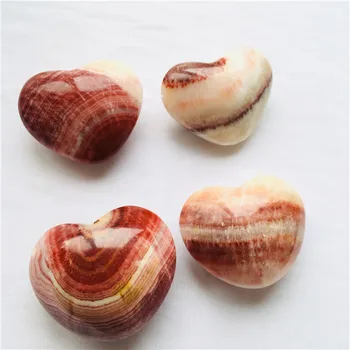 High Quality Wholesale Pork Stone Tricolor Banded Calcite Heart Shaped Healing Crystal Rocks