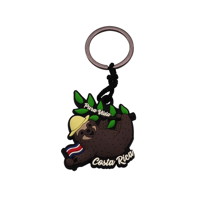 Wholesaler Design Metal Keychain Custom Logo 2D Rubber Cartoon Traveler Souvenir PVC Key Chain Holder