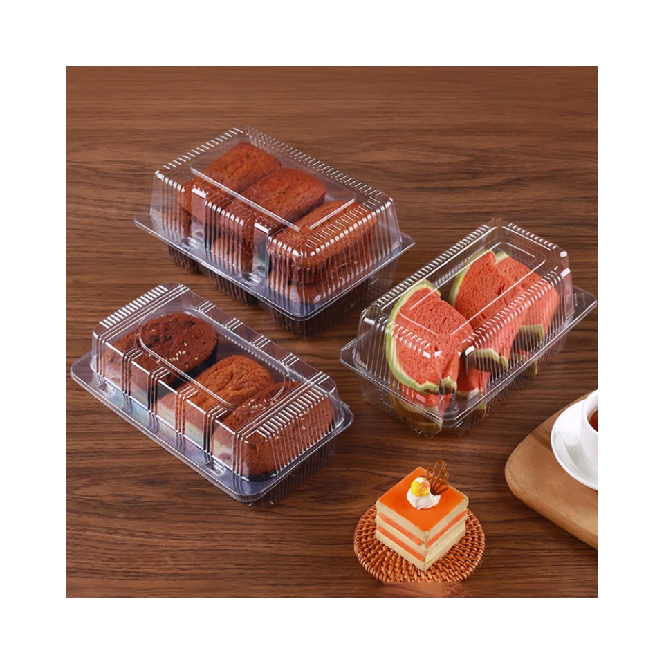 Factory Transparent Pet Clamshell Food Storage Containers Plastic Pastry Packaging Boxes Cheesecake Bakery Cookies Fruit Cake