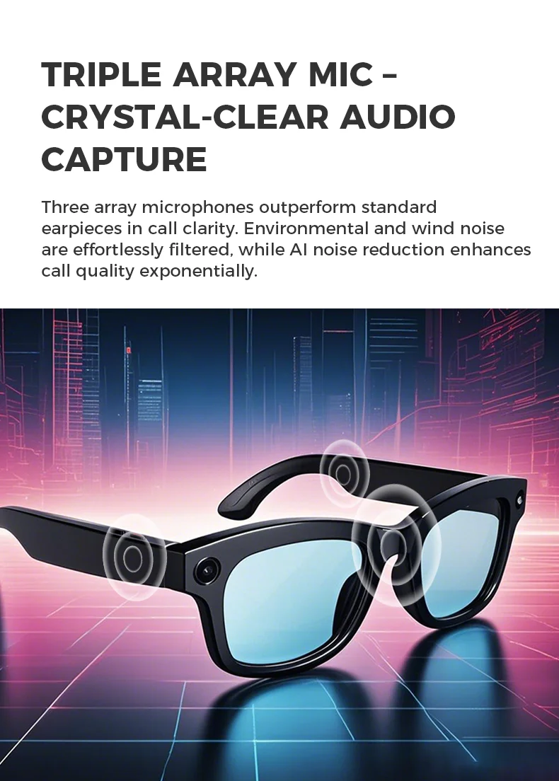 M01 Smart AI Camera Glasses 500w HD Camera Anti-Shake Record ENC AI Translation WIFI Sunglasses Smart Intelligence Headset 2025