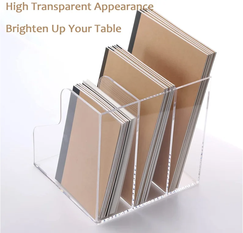 OFFICER PRODUCTS Magazijnmap modern design / 10 stuks / A4 - kleur: transparant/hard kunststof/opengewerkt/bureau-organizer voor tijdschriften/ onbreekbaar