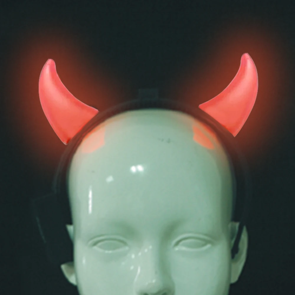 Led Lighted Devil Double Horns Headband Red Blue Devil Horn Headband