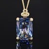Gold White Blue plated pendant with Chopin chain