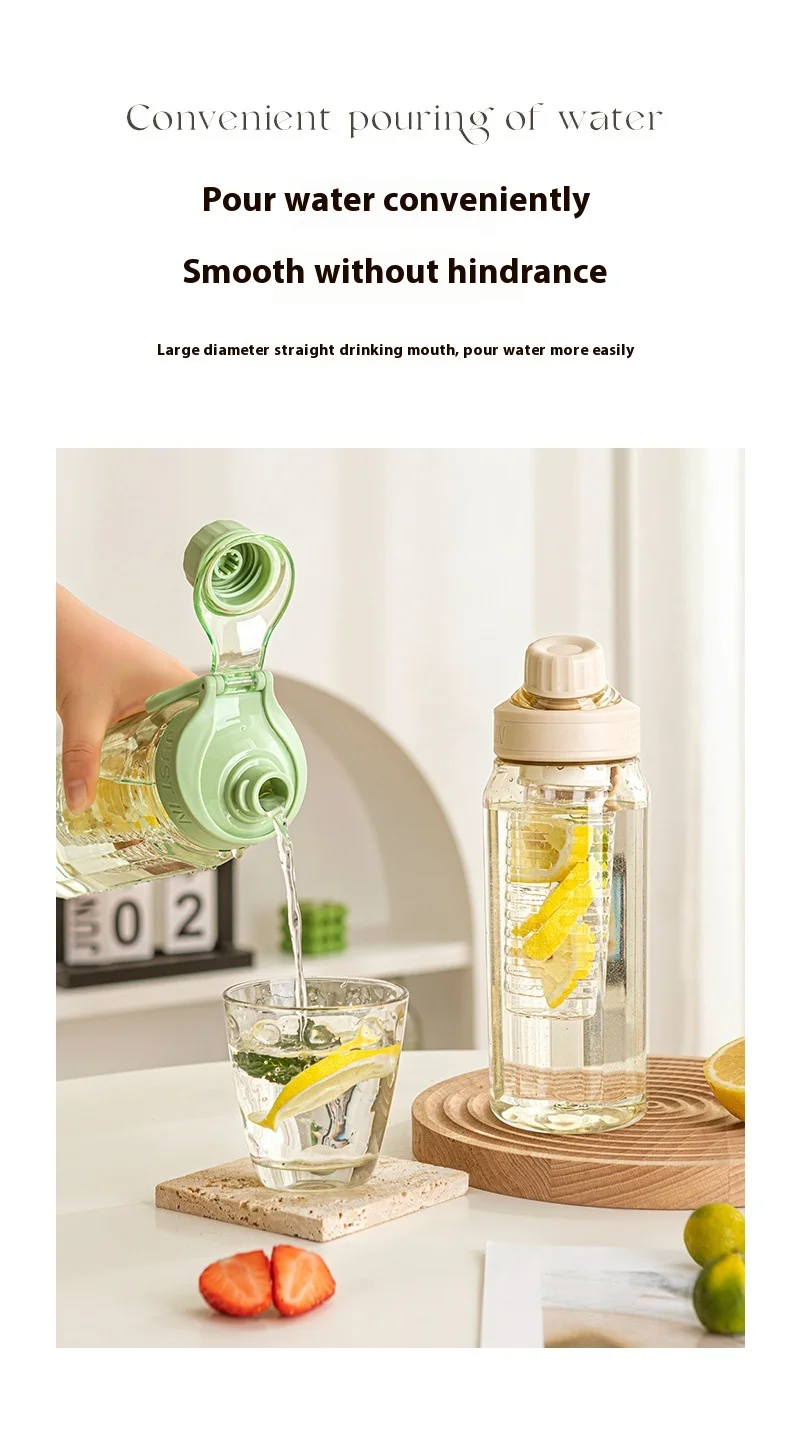 750ml Portable Clear Plastic Water Bottle with Filter for Outdoor Travel Gym Sports Cycling Camping