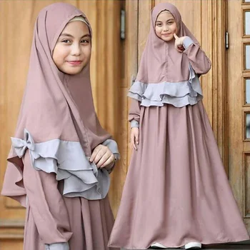 Kids Hijab Dress 2022 News Baby Girl Clothes Muslim Dresses Ramadan Abaya Dubai Turkey Caftan Marocain Islamic Clothing Vestidos