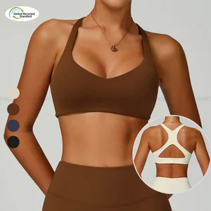 Women's Breathable Recycled Hollow Back Sports Bra Sexy Workout Gym Fitness Yoga Top Sports Bra With Removable Padded