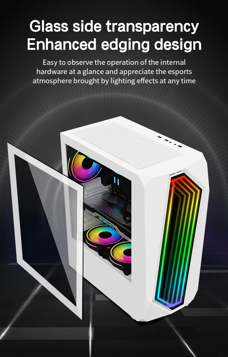 Factory Oem Atx Computer Pc Case&tower For Gaming Pc Desktop Usb3.0 With Mirror Panel Rgb
