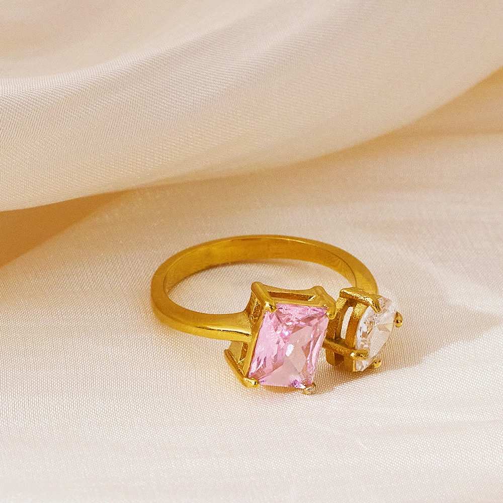 Custom 18k Gold Plated Waterproof Cubiczirconia Crystal Stainless Steel