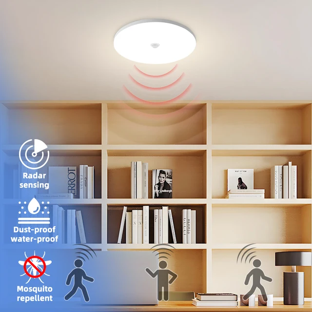 Modern LED Flush Mount Ceiling Light ABS PP Heat Resistant PIR Sensor for Bedroom Bathroom Corridor Black White Colors