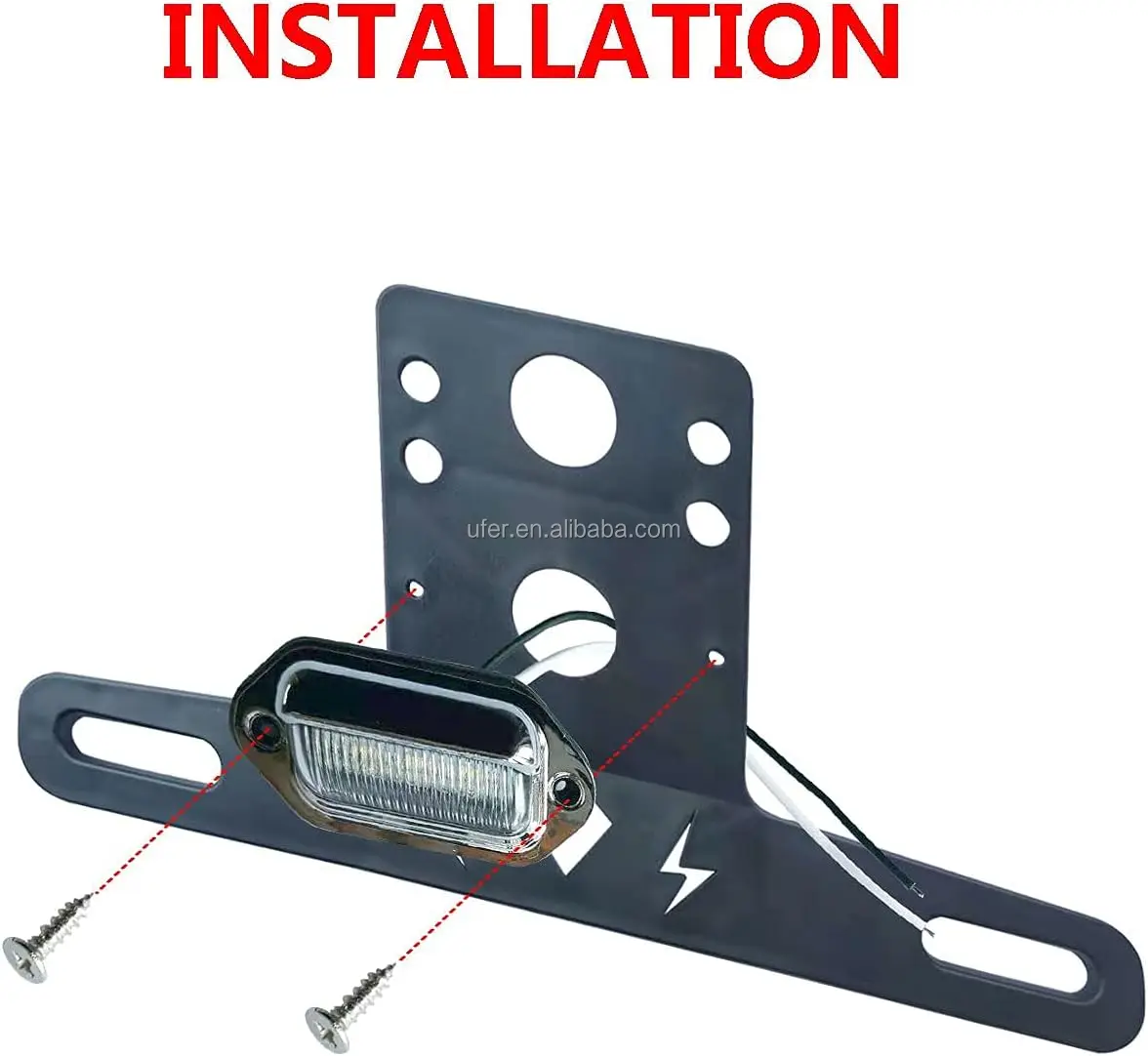 Utv Plastic License Plate Holder With Led Light Street Legal Compatible