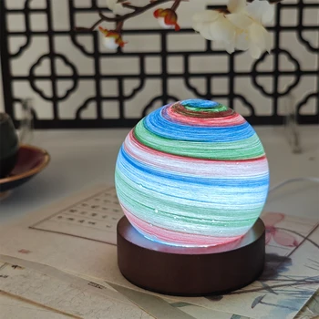 Colorful Household LED Night Light Walnut Bottom Type-C Rechargeable Lamp December Mid-Month Commemorative Battery-Powered Gift