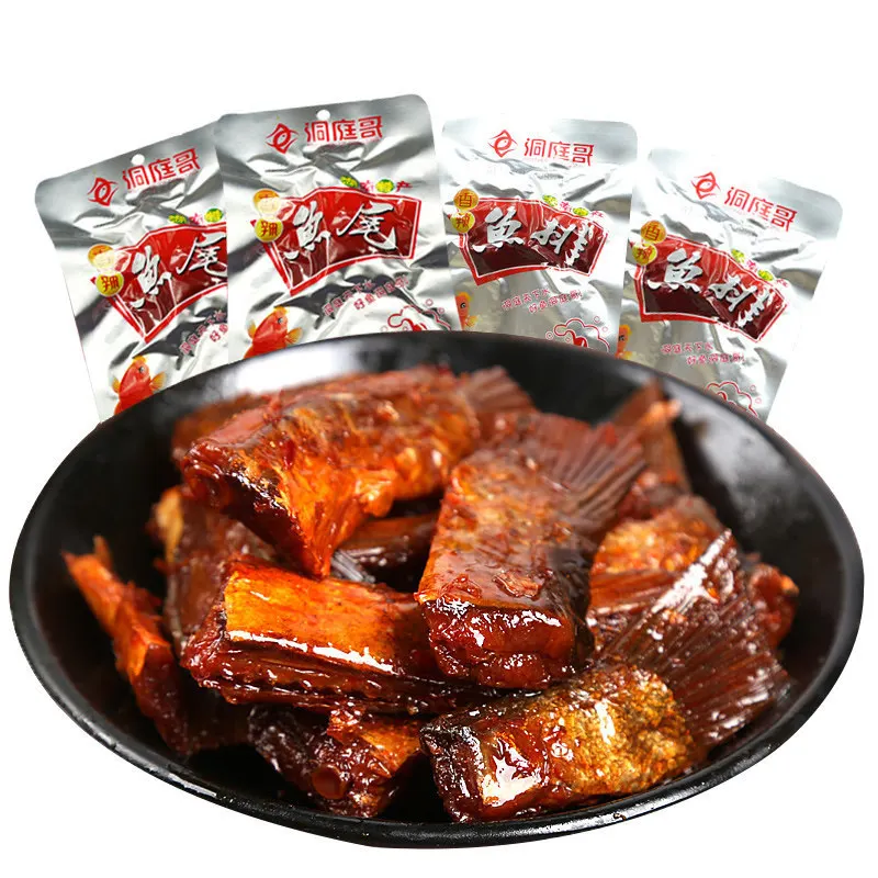 Dongtingge рыбий хвост стейк с рыбьим хвостом 26 г пряные и слегка острые рыбные хвосты Специальные закуски из Хунана