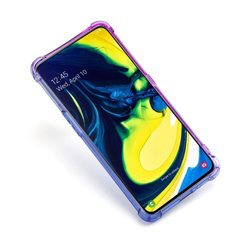 Gradient Color Shockproof TPU Case for Samsung Galaxy A80 Case Clear Soft TPU Phone Case for Samsung Galaxy A90