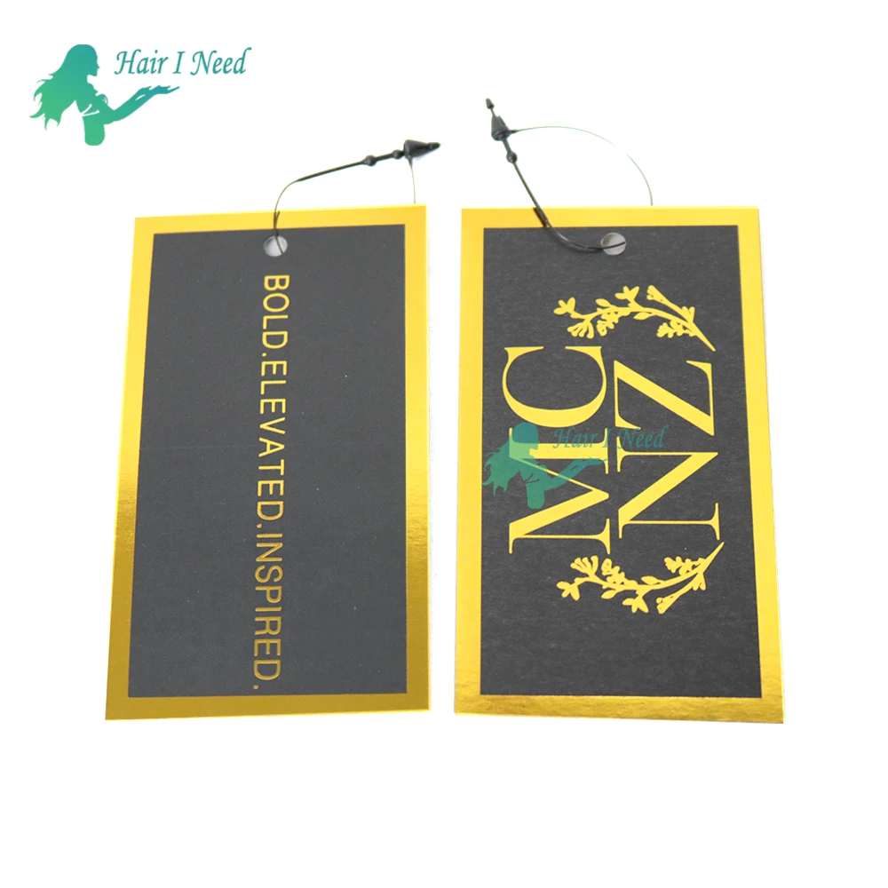 Custom Logo Bundle Hair Wrap and Hang Tag Label With Hole Design
