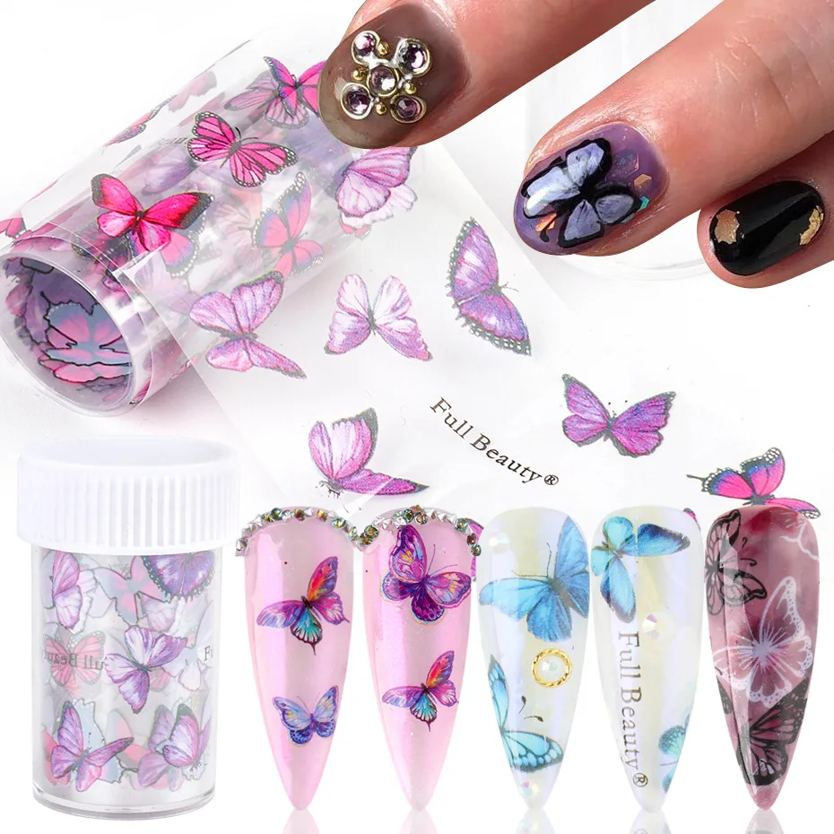 10 Rolls/Set Summer Butterfly Nail Foils Lace Transfer Paper Nail Stickers  | Butterfly Nail Foil Nail Art Sticker Nail Decal Flower Transfer Starry  Sky Paper Colorful Nail Transfer Foils For Women Girls