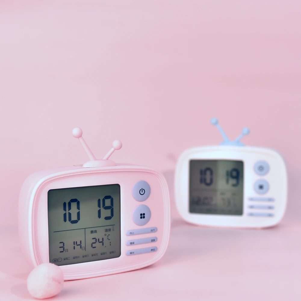 Réveil numérique pour enfants - Bleu - Avec écran LCD - Modes jour et nuit - 6 sons d'alarme