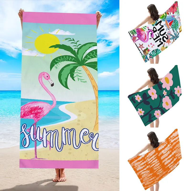 100% Polyester Microfiber Quick-Dry Breathable Custom Sublimation Printed Modern Knitted Sports Pattern Beach Blanket and Towel