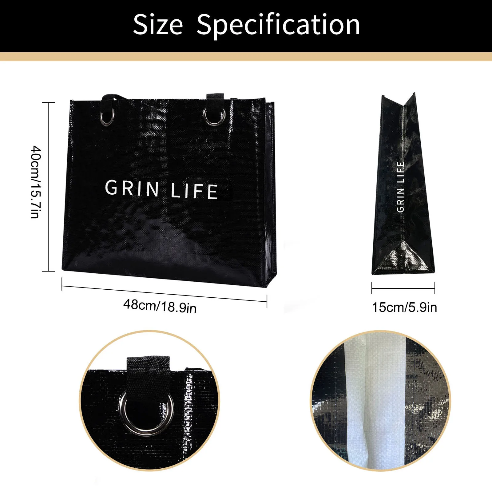 Custom eco-friendly tote bag with pp woven plastic handle reusable fashionable promotion shopping pouch for gifts