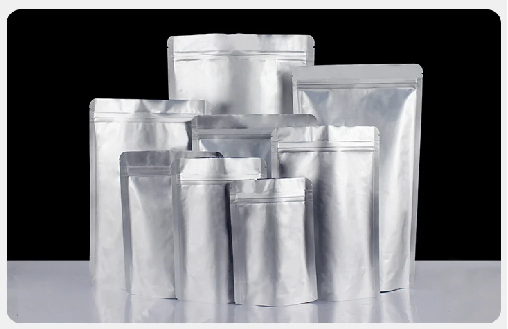 Thickened aluminum foil self-supporting bag, tin foil packaging bag, tea, cat and dog food self-supporting clip chain sealed bag