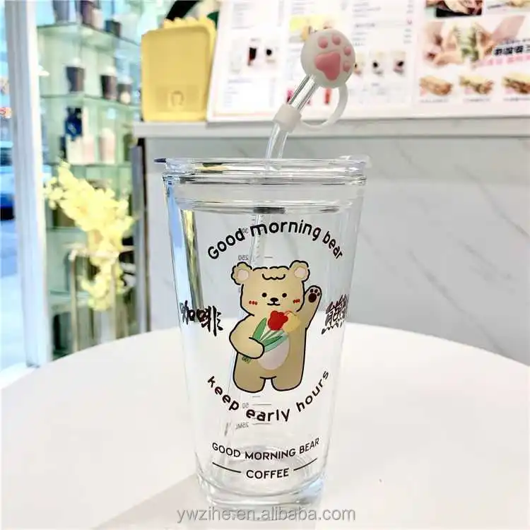 New bear cup with silicone lid and straw 450ml