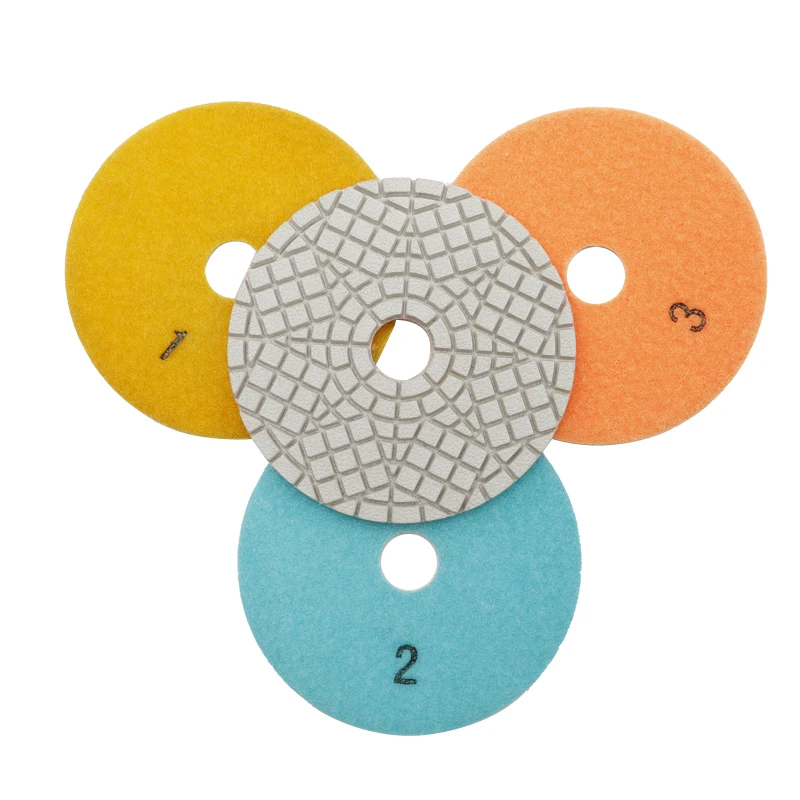 2024 Wet 100mm 3 Steps Diamond Polishing Pads Ganite Marble Engineered