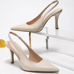 High Quality Elegant Women Summer Satin Slip-On Sandals European Style Pointed Toe Thin Heel Sexy Light Artificial Fashion Trend