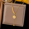 Flower pendant stainless steel necklace