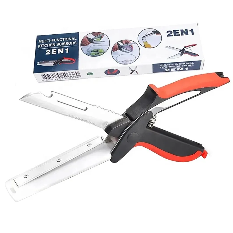 2in1 Kitchen Knife and Scissors Quick Vegetable Slicer and Meat Cutter for Salad Food Cutter Choppers by KitchenShears