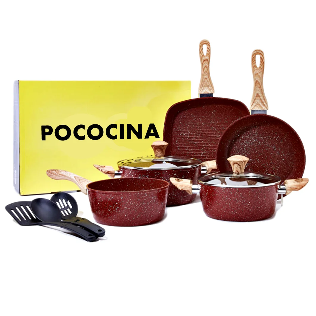 Pococina Msfa6064 10pc Fold & Keep Nonstick Cookware Set Removable