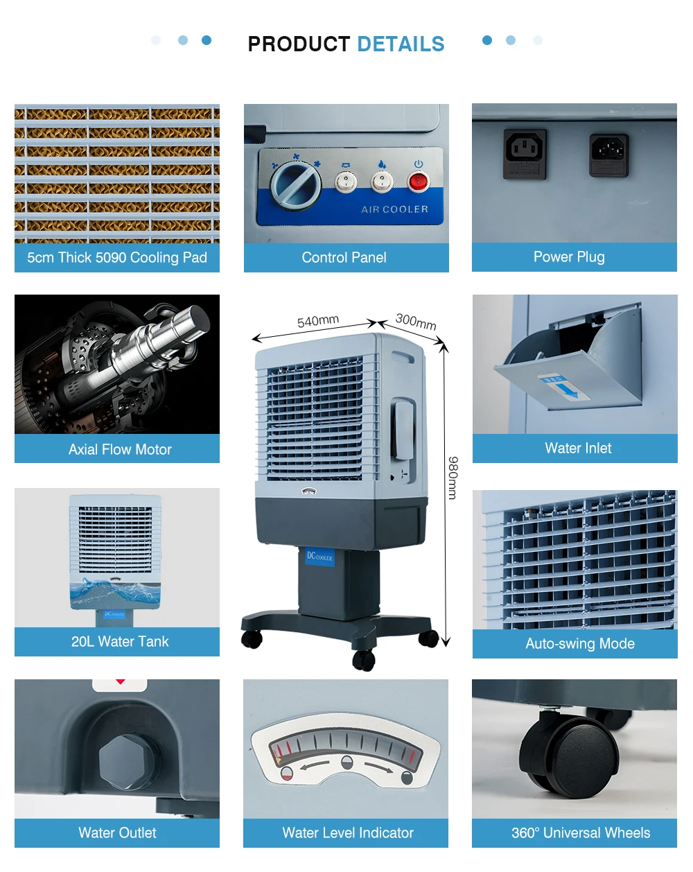 Cooling Air Cooler, Plastic, Portable, Solar - detail 12