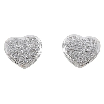 Korean Temperament Ladies 18K Plated Sterling Hammered Heart Piercing Stud Earring