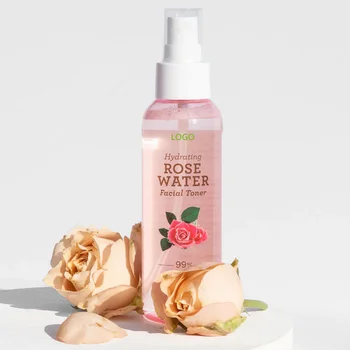 Private Label 100% Vegan Refreshing Hydrating Rose Water Facial Toner Mist Spray