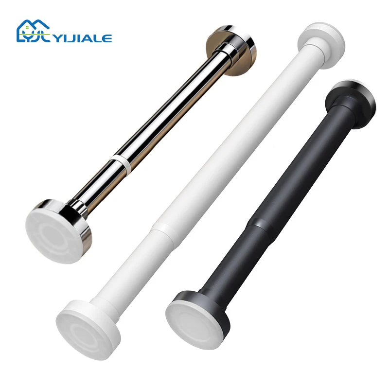 Modern Bay Window Expandable Curtain rods Corner Shower Curtain Rod No Drill Luxury Bathroom Spring Tension Curtain Rod