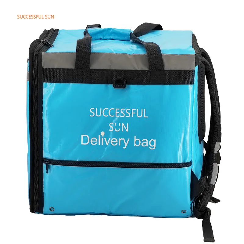 product 2025 factory wholesale heated insulated food delivery bag with cup holder backpack for pizza hot just eat bicycle-3