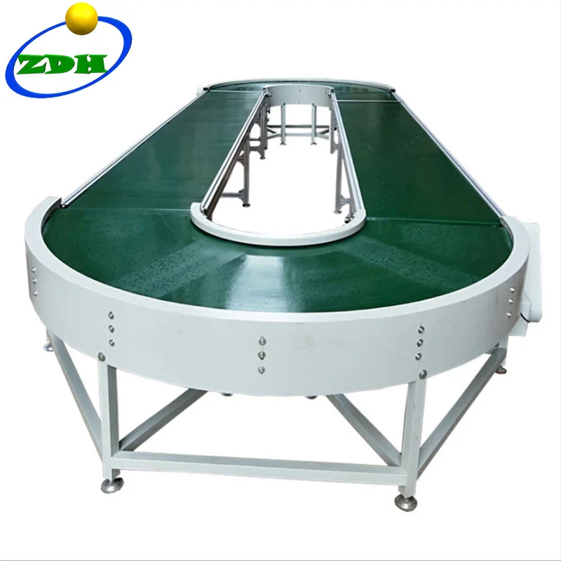 Reversible 90 Degree Curve Belt Conveyor Systems Production Line Turning Conveyor 180 Degree Belt Conveyor