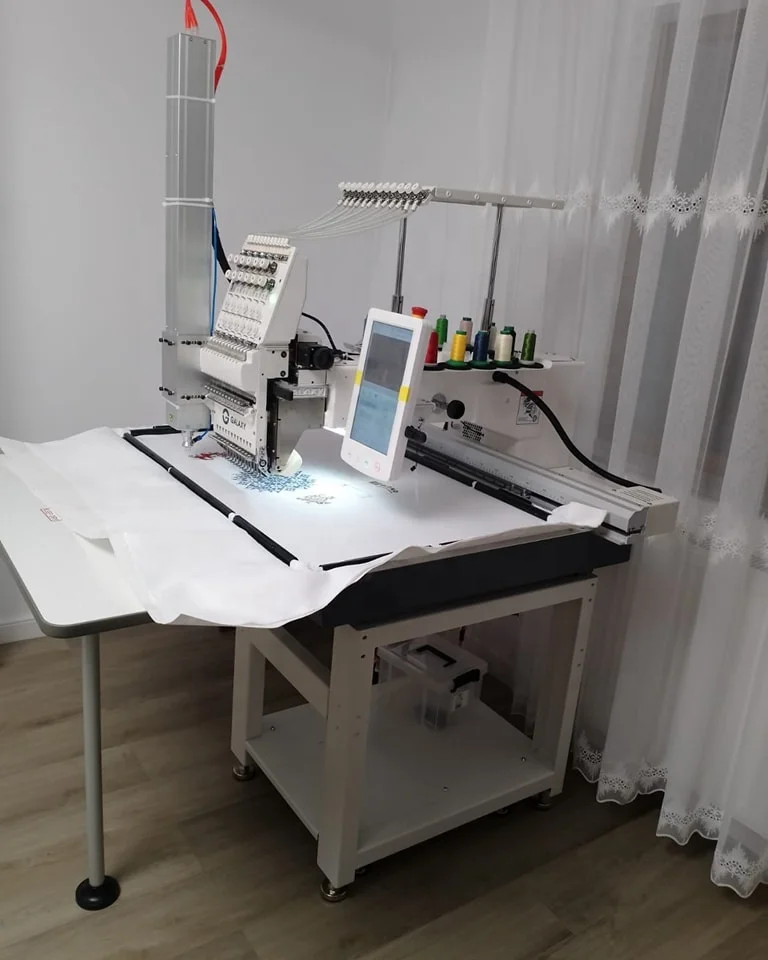 GALAXY HIGH SPEED 12 15 NEEDLE  SINGLE HEAD FLAT LASER CUTTING APPLIQUE  EMBROIDERY MACHINE LOGO PATCHES FABRICS LACES CLOTHES